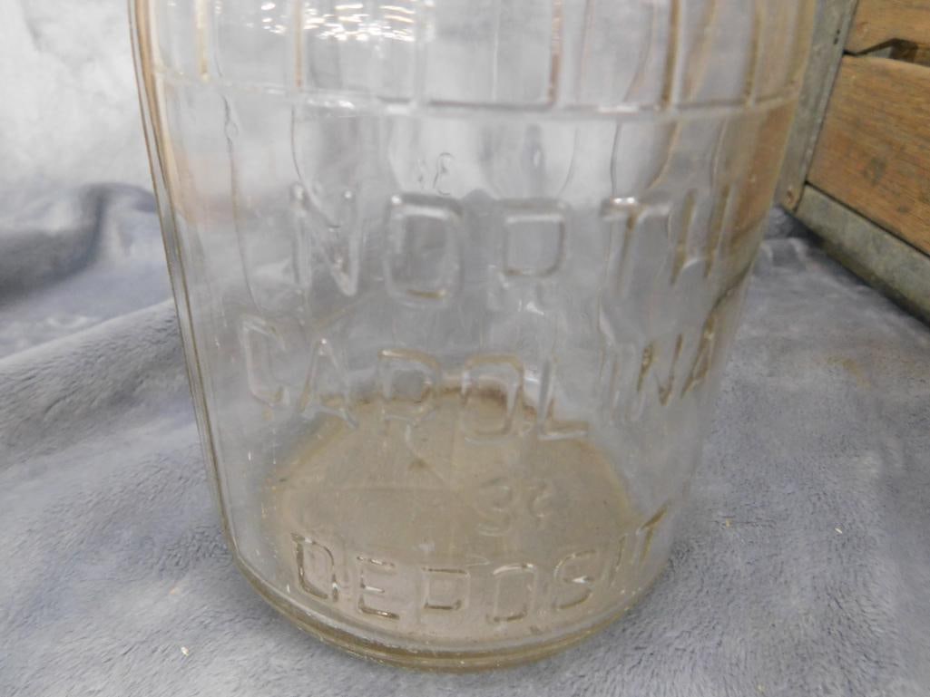 Vintage Leake Bros. Dairy Wood Milk Crate with 14 Misc. Milk Bottles - 5