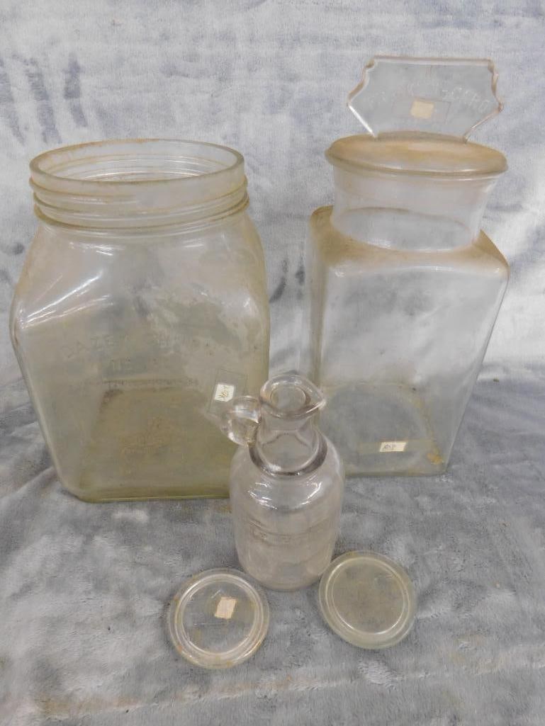Box Lot - Daisy Churn Glass Bottom 9.5" x 6" x 6" - Small 6.25" White House Vinegar Bottle - 10