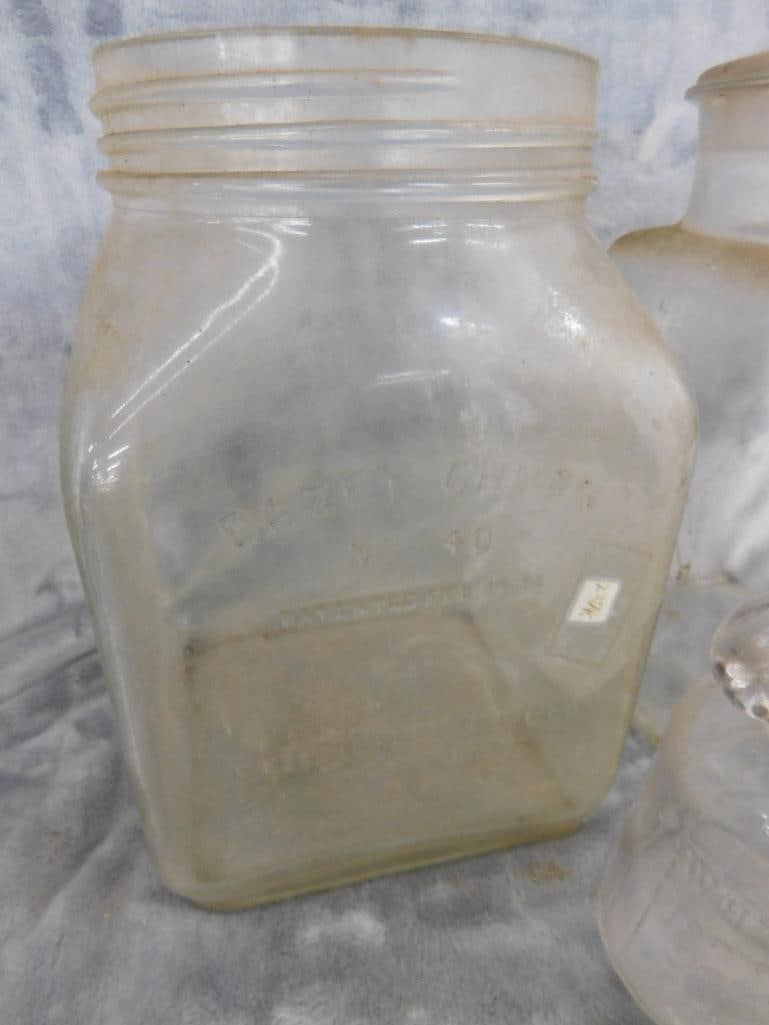 Box Lot - Daisy Churn Glass Bottom 9.5" x 6" x 6" - Small 6.25" White House Vinegar Bottle - 2