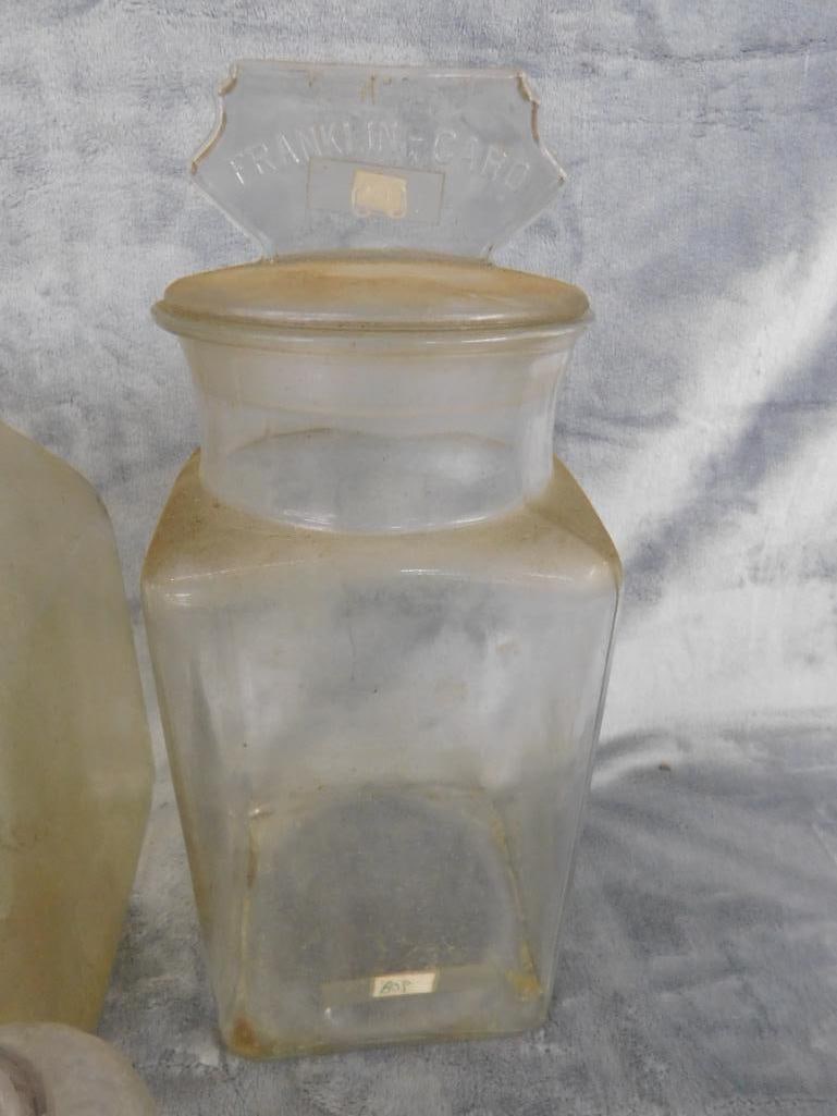 Box Lot - Daisy Churn Glass Bottom 9.5" x 6" x 6" - Small 6.25" White House Vinegar Bottle - 4