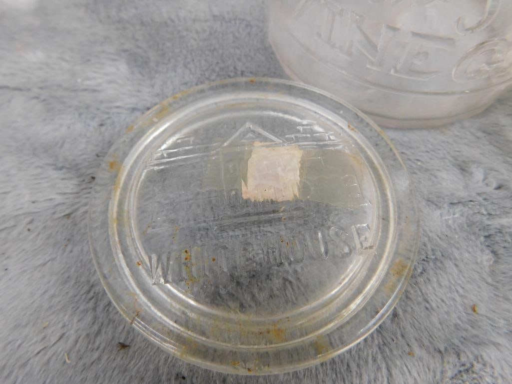 Box Lot - Daisy Churn Glass Bottom 9.5" x 6" x 6" - Small 6.25" White House Vinegar Bottle - 7