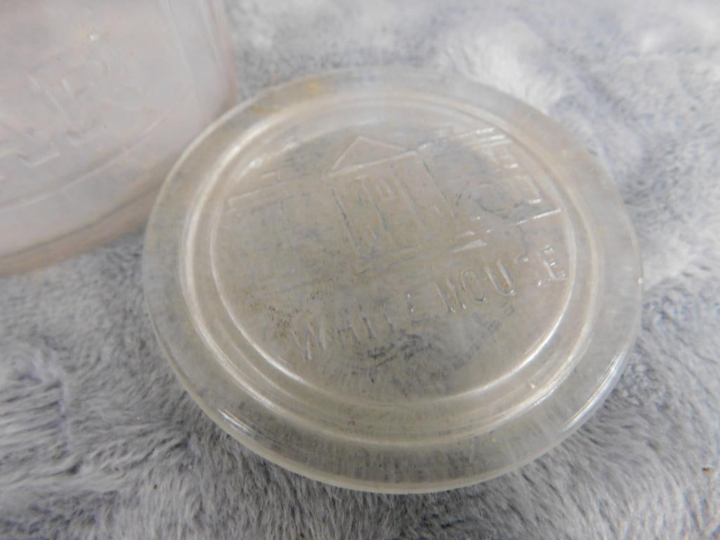 Box Lot - Daisy Churn Glass Bottom 9.5" x 6" x 6" - Small 6.25" White House Vinegar Bottle - 8