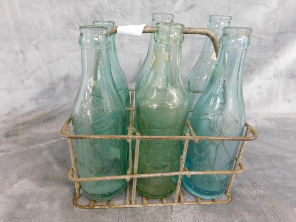 Vintage Metal 6 Pack Holder - 6 Vintage Bottles - 2