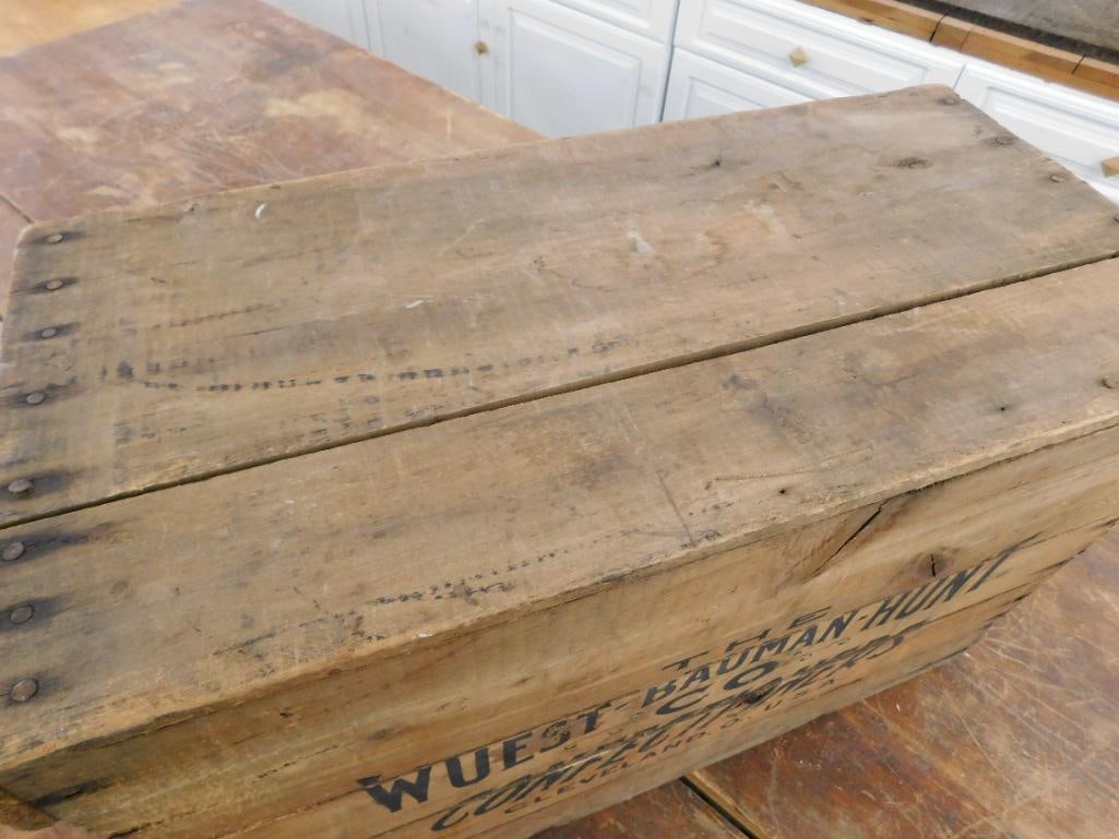 Vintage Wuest Bauman Confectioners Wood Advertising Crate - 15.5" x 24"x 12" - 6