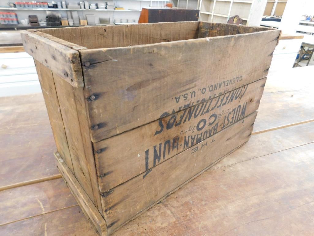 Vintage Wuest Bauman Confectioners Wood Advertising Crate - 15.5" x 24"x 12" - 7