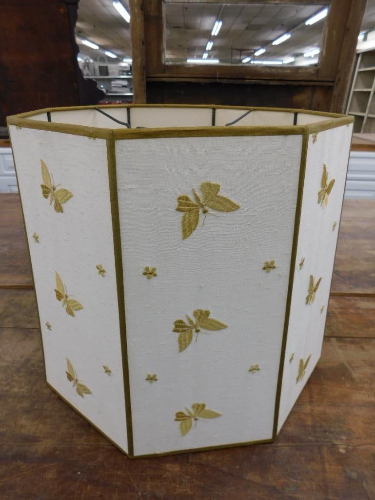 Pair of Embroidered Butterfly Lamp Shades - Each 13" x 13" - 4