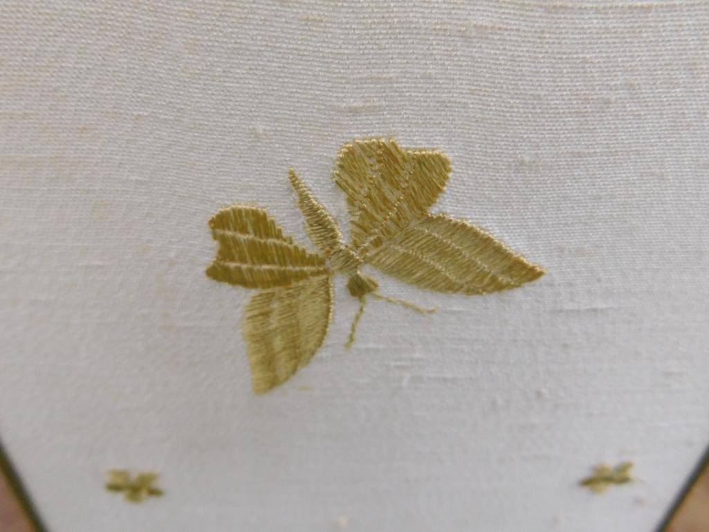 Pair of Embroidered Butterfly Lamp Shades - Each 13" x 13" - 5