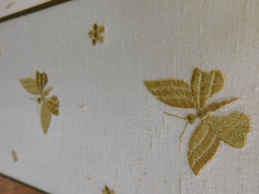 Pair of Embroidered Butterfly Lamp Shades - Each 13" x 13" - 6