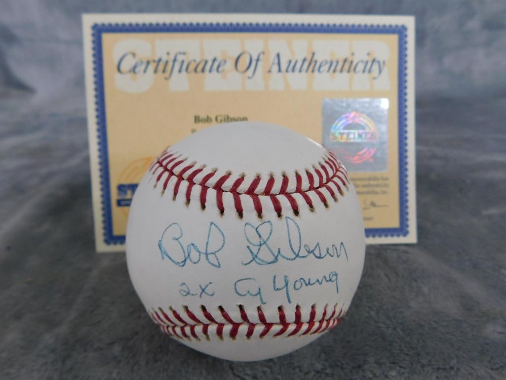 Bob Gibson Signed Baseball - COA - 5