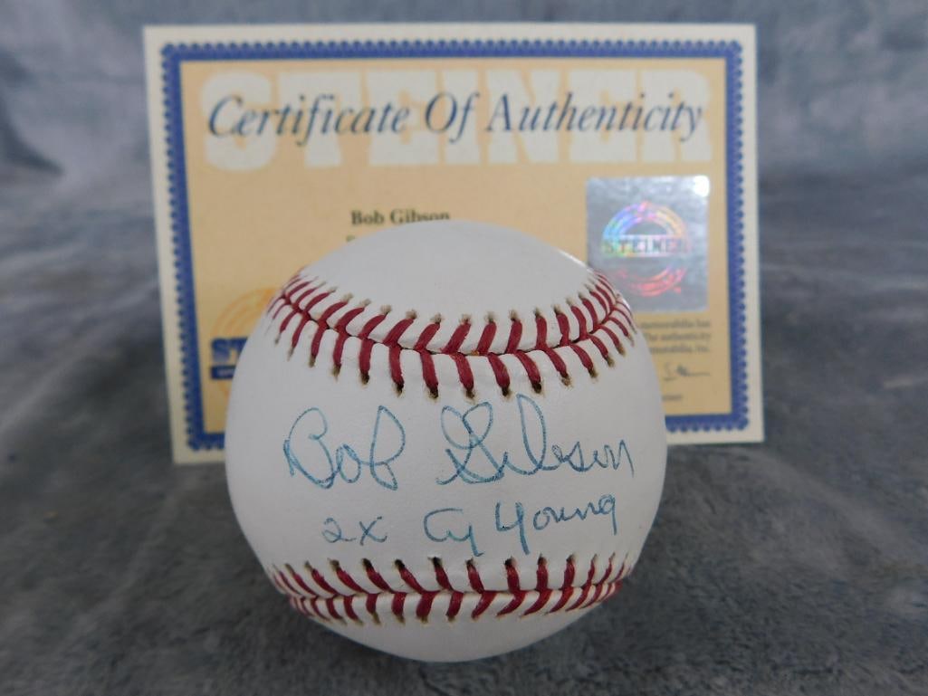 Bob Gibson Signed Baseball - COA - 6