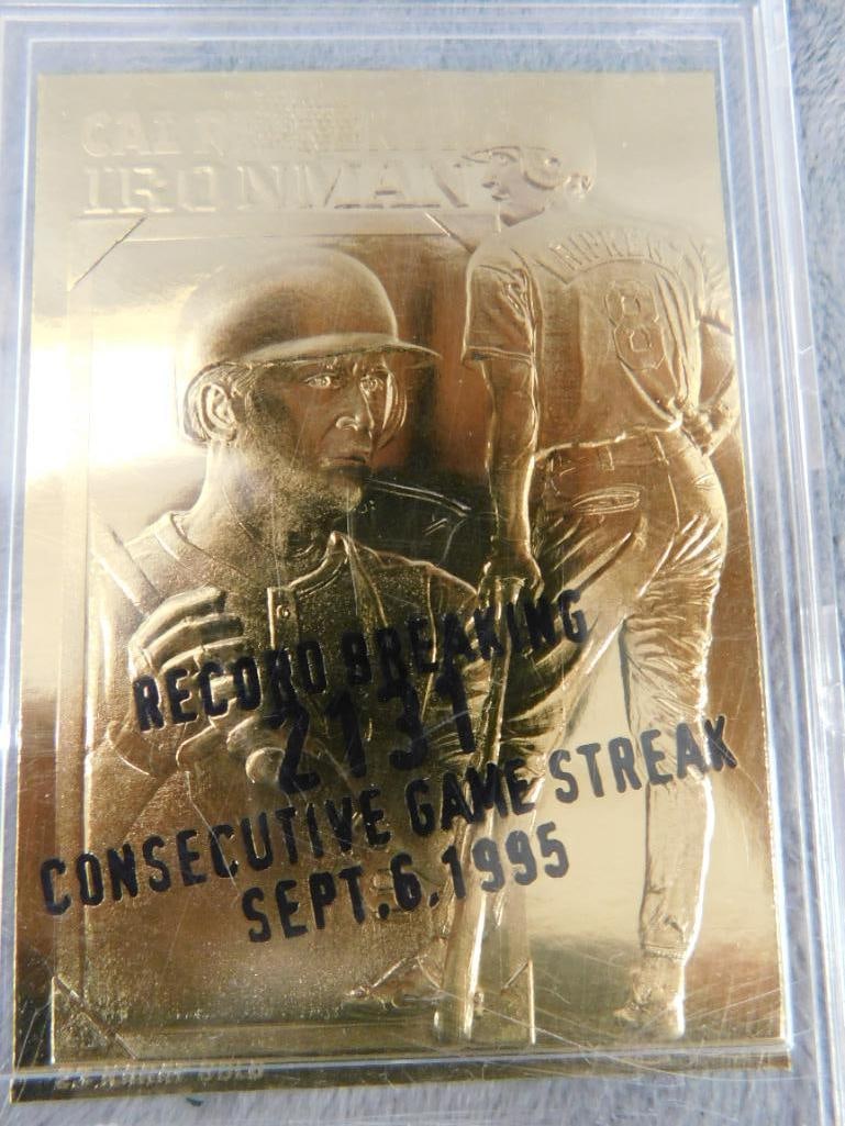 Cal Ripkin Jr. 23KT All Gold Foile Sculptured Trading Card - Bleachers - 2