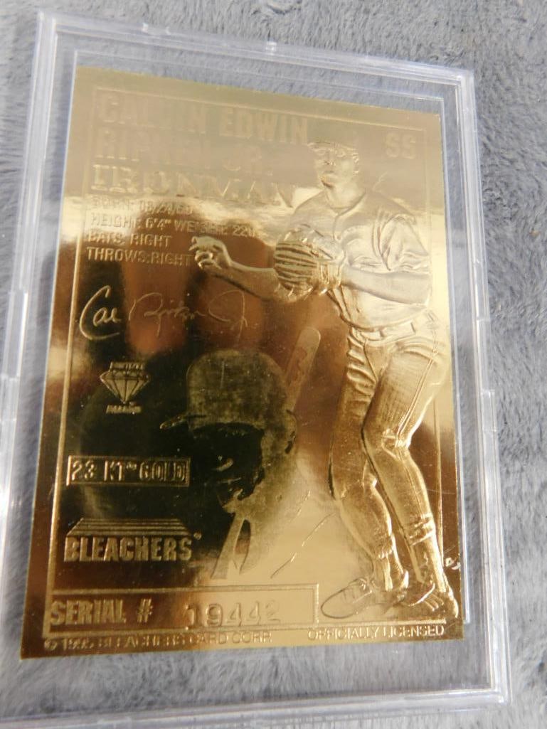 Cal Ripkin Jr. 23KT All Gold Foile Sculptured Trading Card - Bleachers - 3