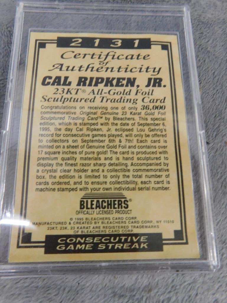 Cal Ripkin Jr. 23KT All Gold Foile Sculptured Trading Card - Bleachers - 4