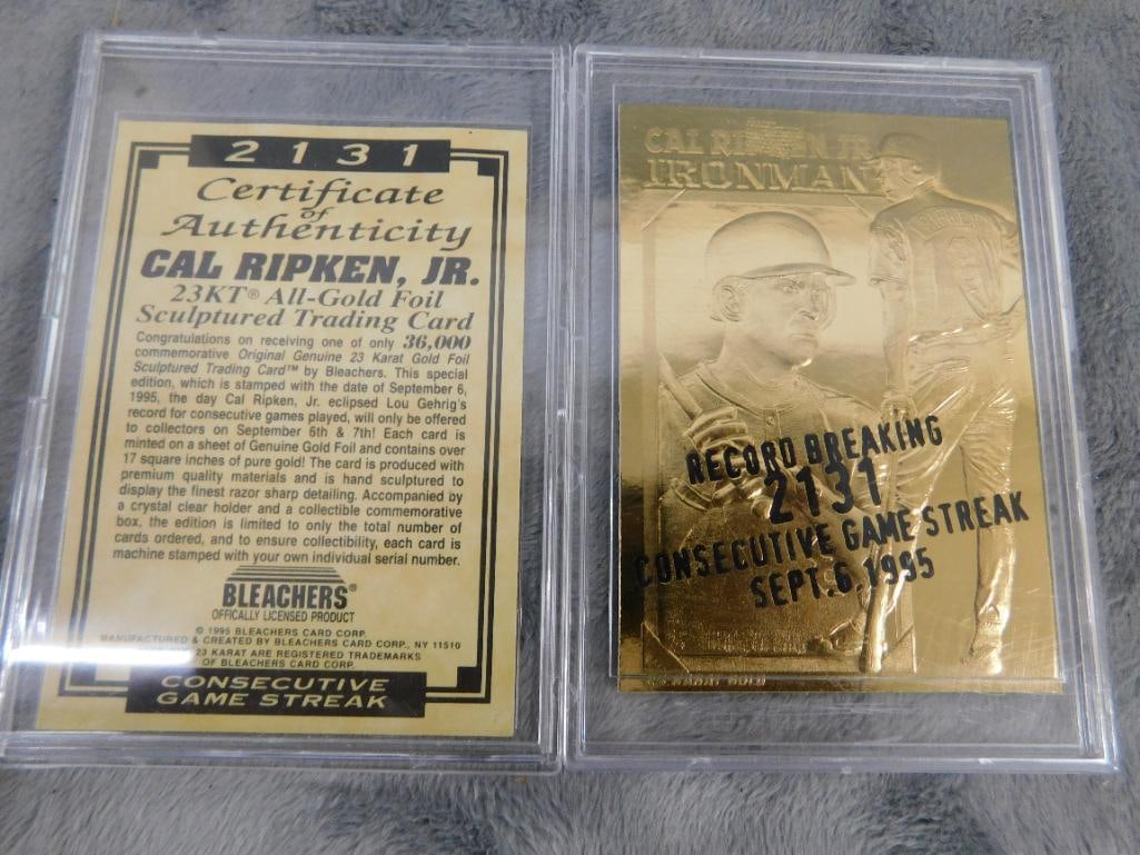 Cal Ripkin Jr. 23KT All Gold Foile Sculptured Trading Card - Bleachers - 5