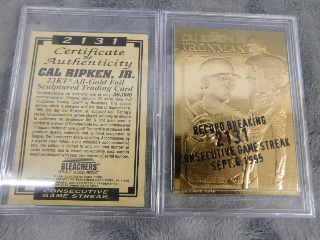 Cal Ripkin Jr. 23KT All Gold Foile Sculptured Trading Card - Bleachers - 6