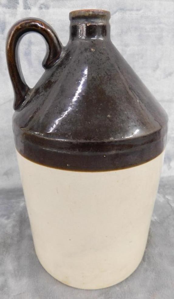 1 Gallon Brown Glaze Pottery Jug - 12" x 7": See Photos For Condition and Details