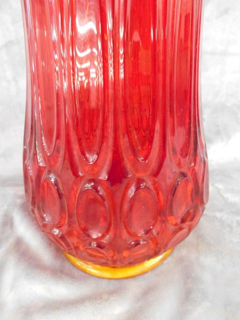 Large MCM Mid Century Swung Glass Vase - Orange - 23.5" x 6.5" - 6