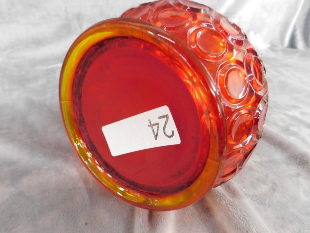 Large MCM Mid Century Swung Glass Vase - Orange - 23.5" x 6.5" - 7