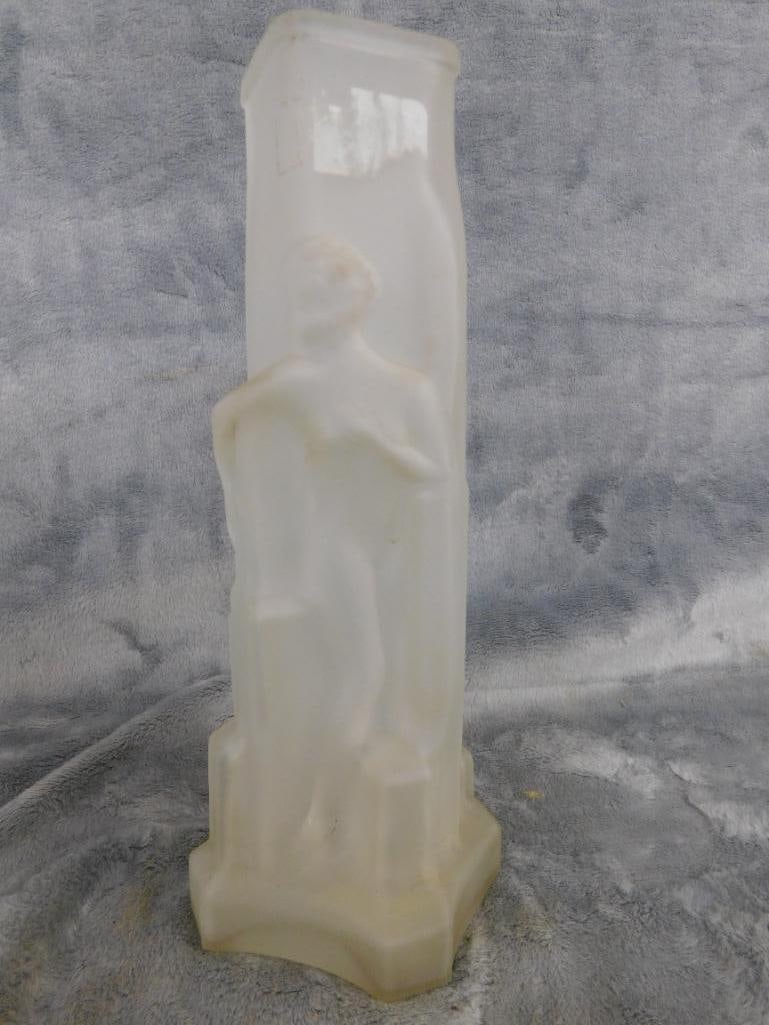 Art Nouveau Frosted Glass Vase - Nude - 8.5" x 3" - 7
