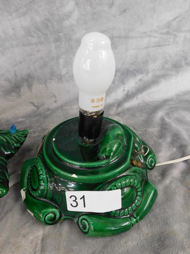 Mid Century Ceramic Christmas Tree with Music Box Base - 16" x 10.5" - 7