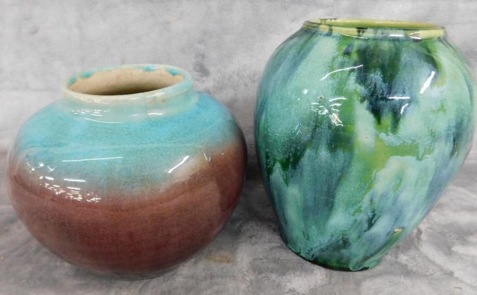 2 art Pottery vases - 1 Marked Pisgah Forrest - 5" and 6.5" Tall: See Photos For Condition and Details