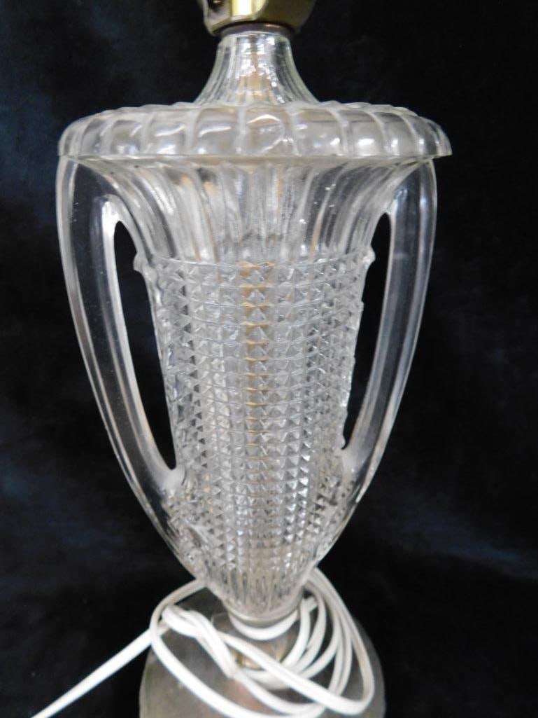 Aladdin Electric Table Lamp - Glass Core - Base Has Crack - 23.25" x 5.5" - 2