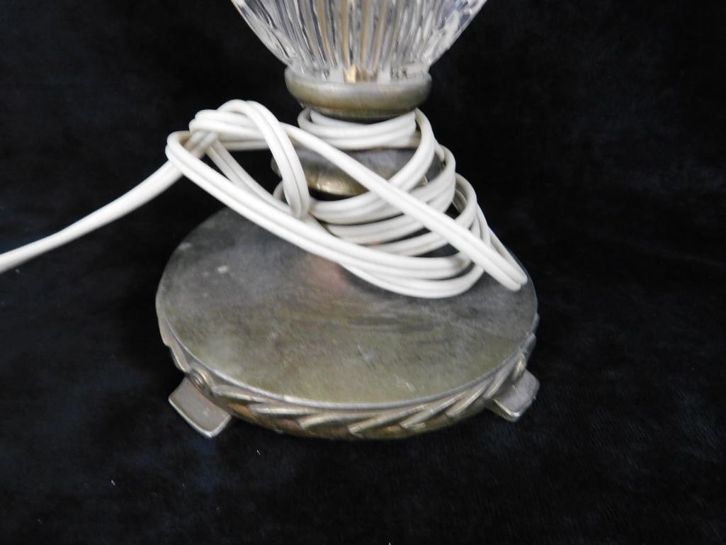 Aladdin Electric Table Lamp - Glass Core - Base Has Crack - 23.25" x 5.5" - 3