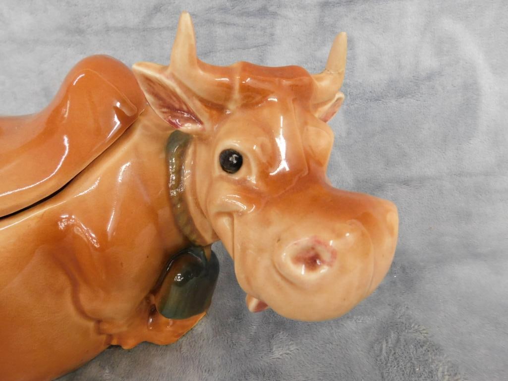 Vintage Brush USA Cow and Cat Cookie Jar - 8.5" x 12.5" x 8" - 2