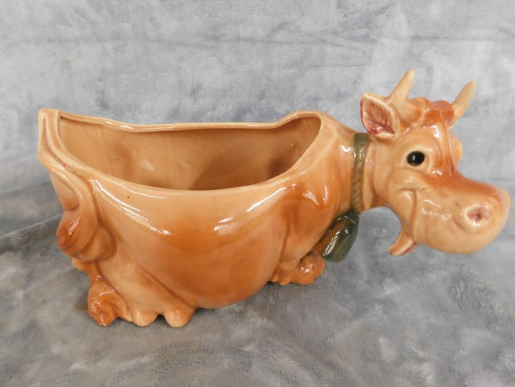 Vintage Brush USA Cow and Cat Cookie Jar - 8.5" x 12.5" x 8" - 5
