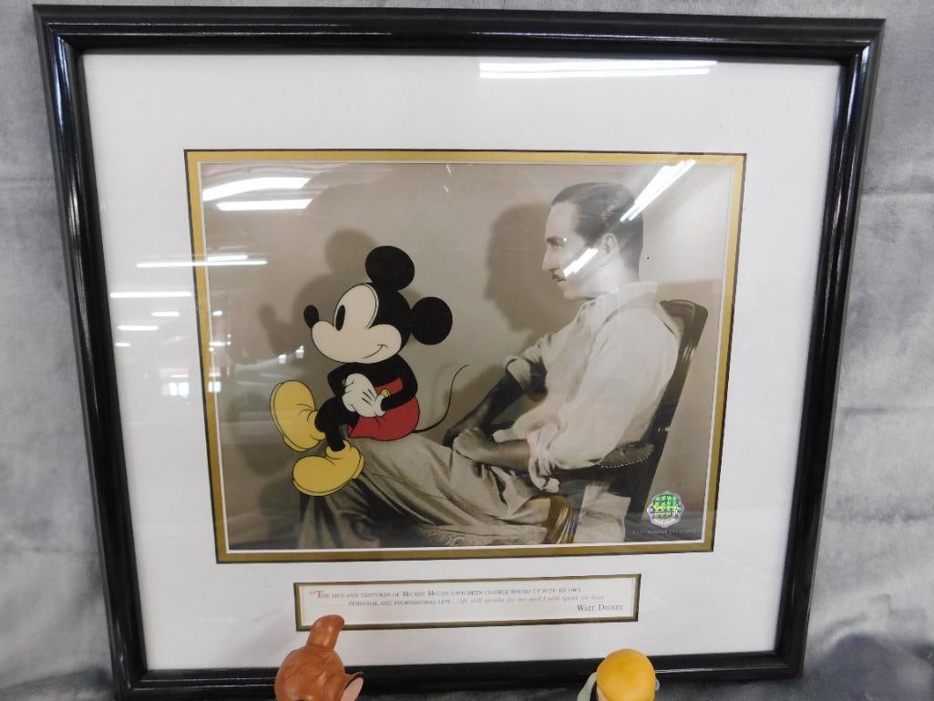 Disney Grouping - Picture with Walt Disney and Mickey - "It Started With a Mouse" 17" x 18.5" - 2