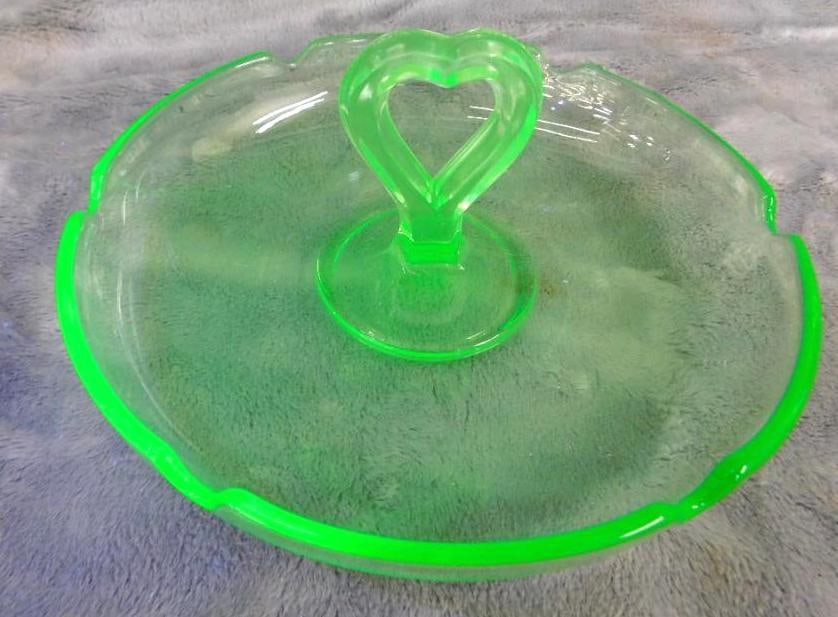Vaseline / Uranium Glass Astray / Trinket Dish - 2.5" x 6.5": See Photos For Condition and Details
