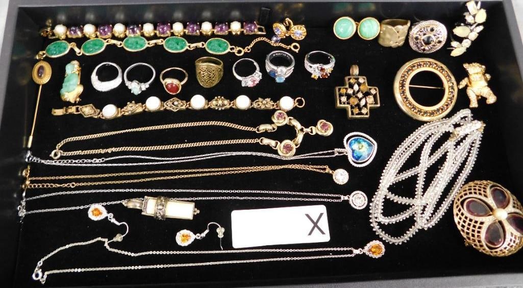 Tray Lot of Costume Jewelry: See Photos For Condition and Details