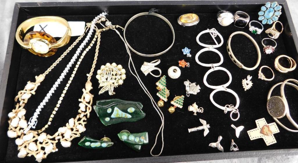 Tray Lot of Costume Jewelry: See Photos For Condition and Details