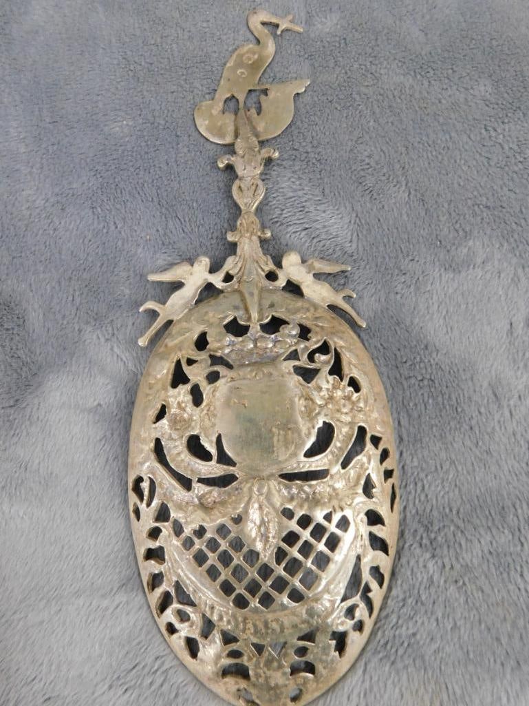 Sterling Silver - Ornate "Rotterdam" Spoon with Heron / Egret - 75 Grams - 12