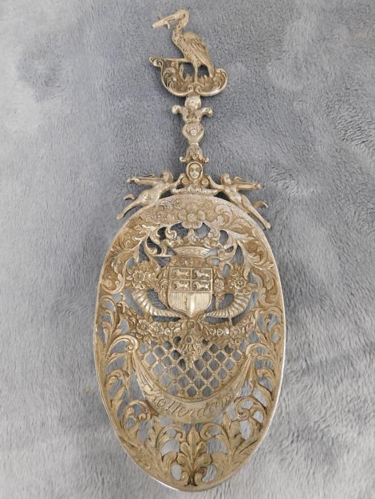 Sterling Silver - Ornate "Rotterdam" Spoon with Heron / Egret - 75 Grams - 13