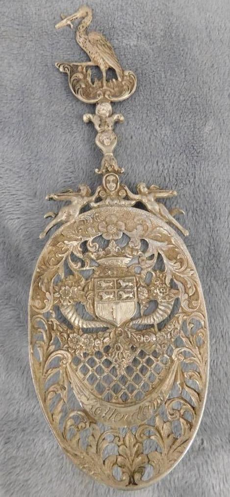 Sterling Silver - Ornate "Rotterdam" Spoon with Heron / Egret - 75 Grams: See Photos For Condition and Details