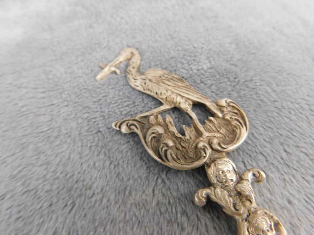 Sterling Silver - Ornate "Rotterdam" Spoon with Heron / Egret - 75 Grams - 2