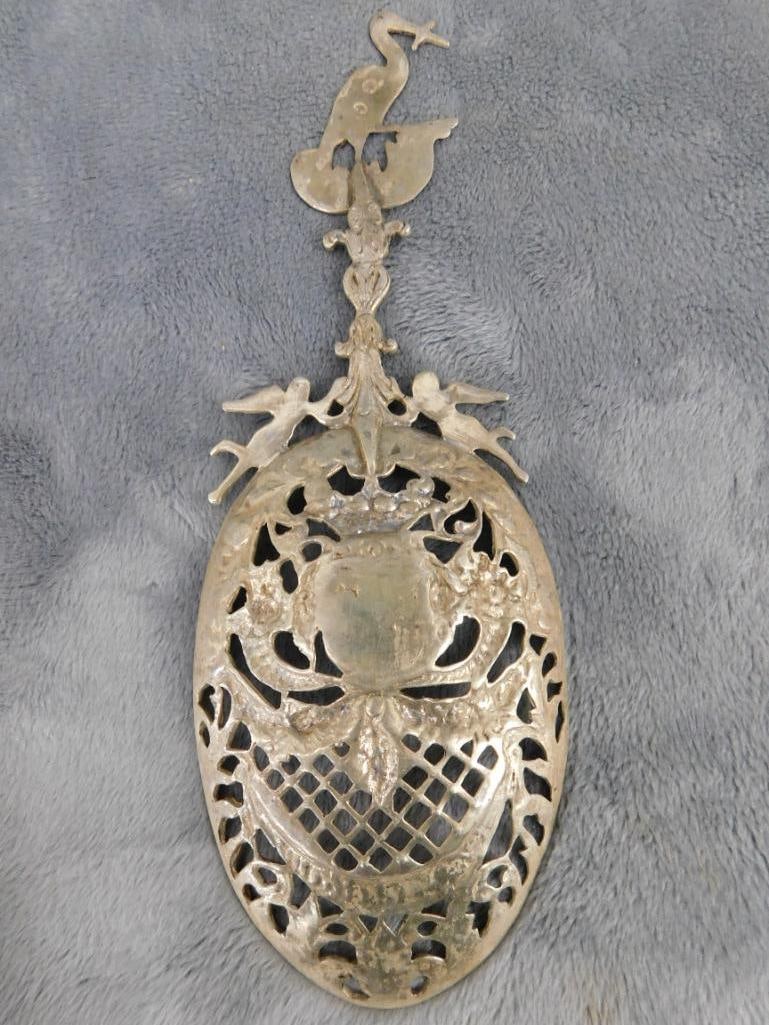 Sterling Silver - Ornate "Rotterdam" Spoon with Heron / Egret - 75 Grams - 8