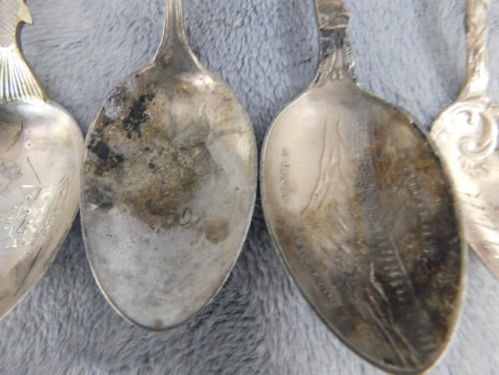 Sterling Silver - Lot of 5-5.25" Souvenir Spoons - 91 Grams - 6