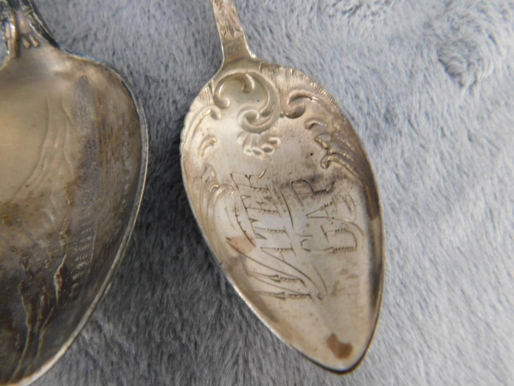 Sterling Silver - Lot of 5-5.25" Souvenir Spoons - 91 Grams - 7