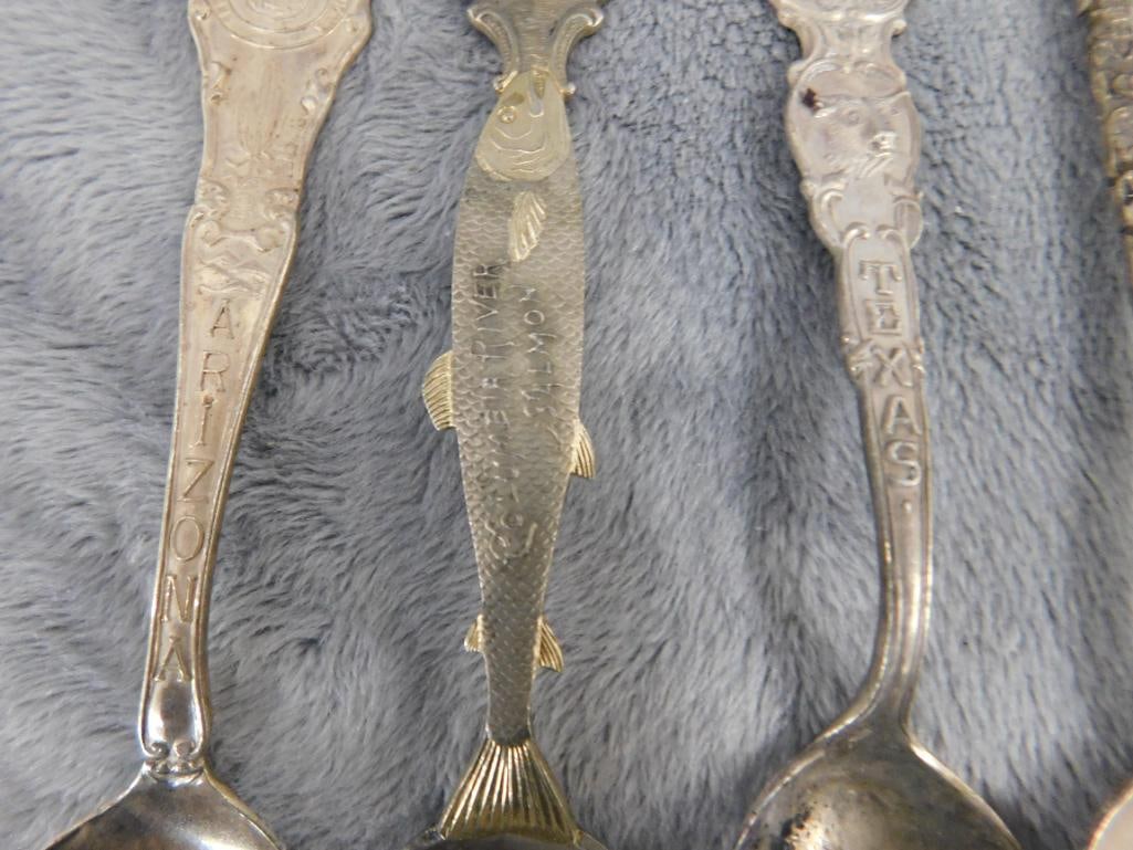 Sterling Silver - Lot of 5-5.25" Souvenir Spoons - 91 Grams - 8