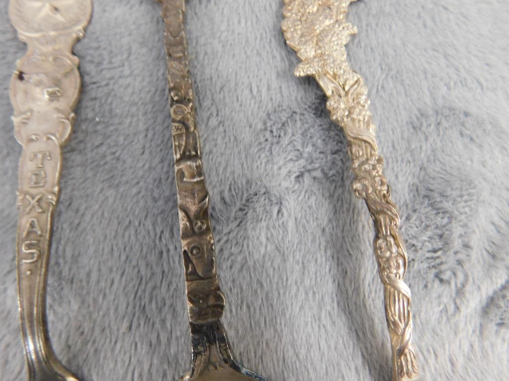 Sterling Silver - Lot of 5-5.25" Souvenir Spoons - 91 Grams - 9