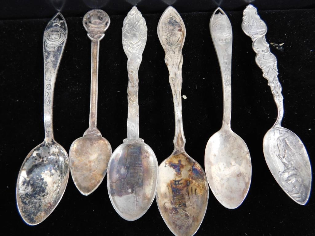 Sterling Silver - Lot of 6-4" Souvenir Spoons - 67 Grams - 10
