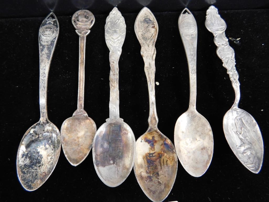 Sterling Silver - Lot of 6-4" Souvenir Spoons - 67 Grams - 11