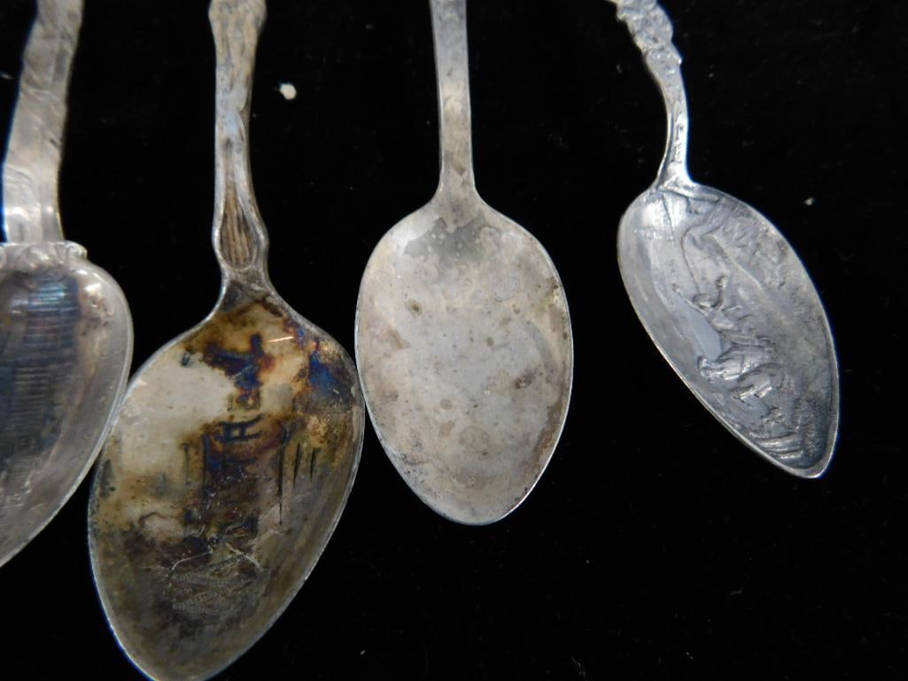 Sterling Silver - Lot of 6-4" Souvenir Spoons - 67 Grams - 9