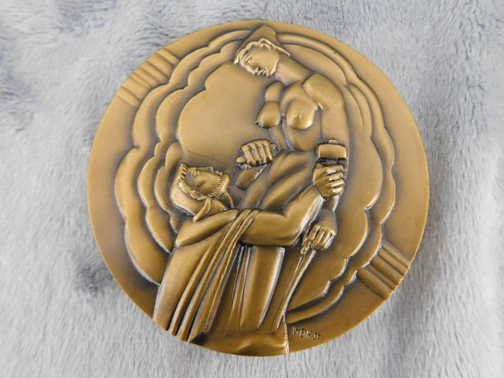 1992 Brookgreen Gardens Bronze Medallion By Medalic Arts Co. - Original Box - 3" - 8