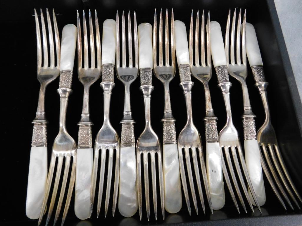 Group of 12 Faux Mother of Pearl Forks - 7.25" Long - 10