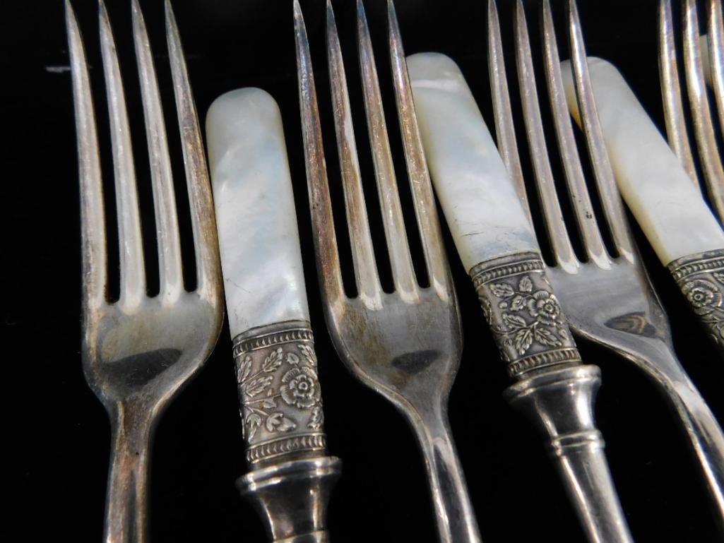 Group of 12 Faux Mother of Pearl Forks - 7.25" Long - 2