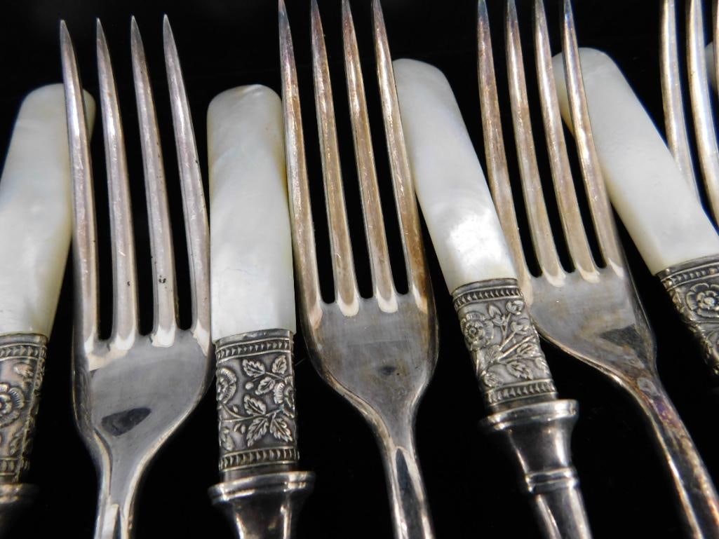 Group of 12 Faux Mother of Pearl Forks - 7.25" Long - 3