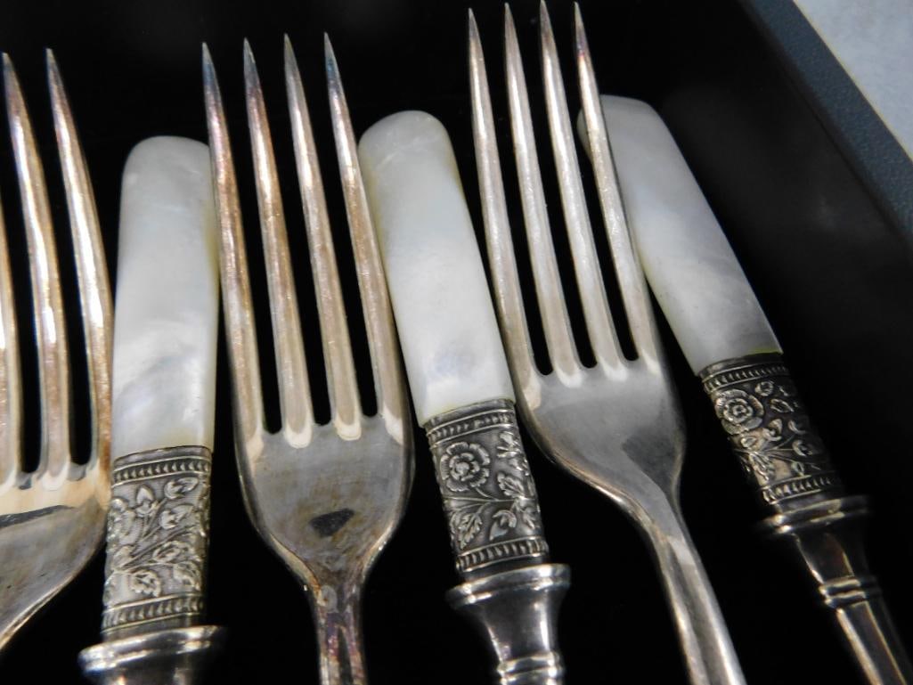 Group of 12 Faux Mother of Pearl Forks - 7.25" Long - 4